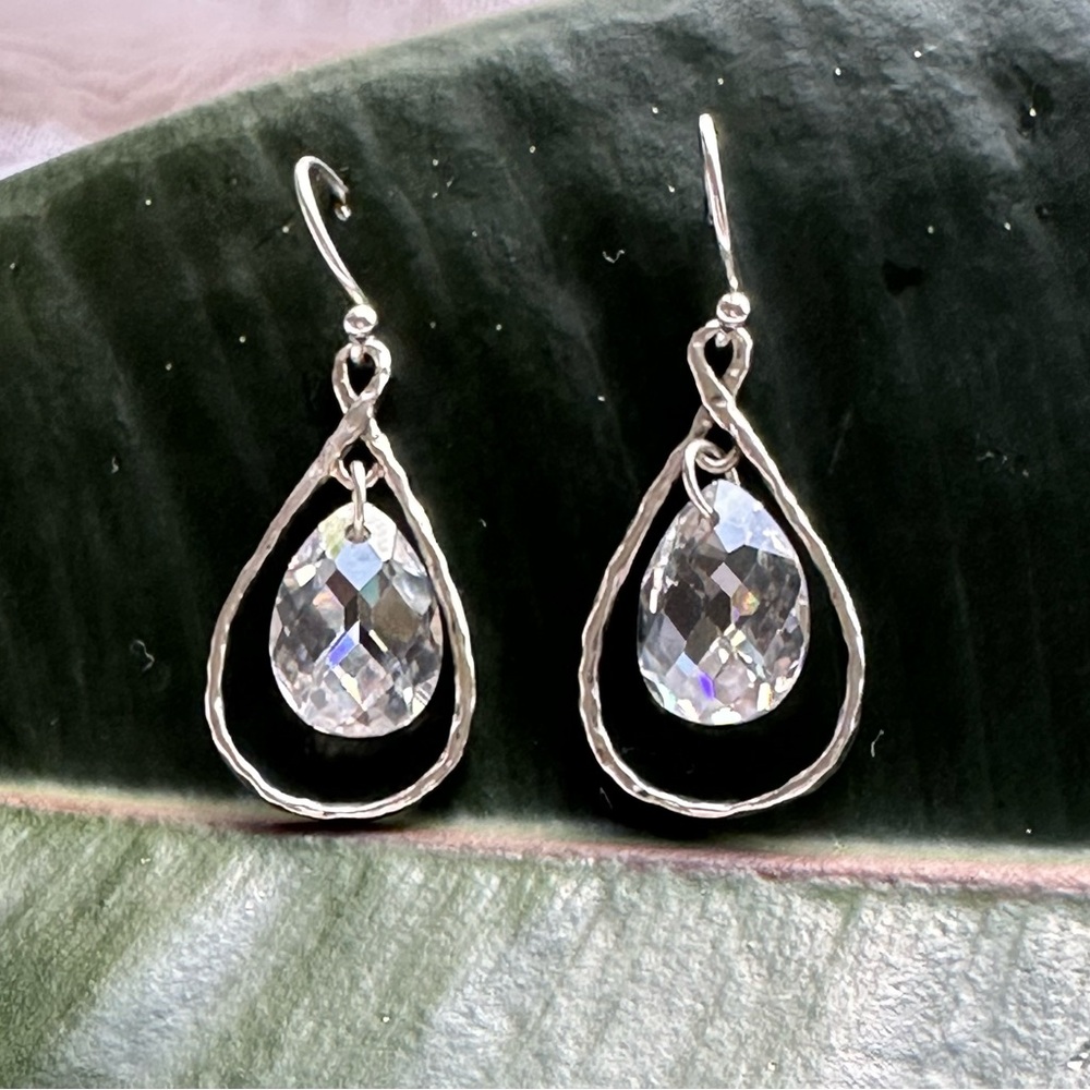 Silpada sterling Silver Teardrop Earrings with Crystal Sparkle harbor lights